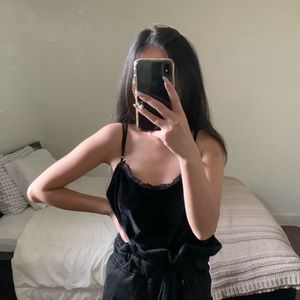 YesStyle scoop neck lace velvety tank top with adjustable straps